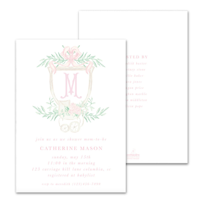 Pink Carriage Shower Invitations