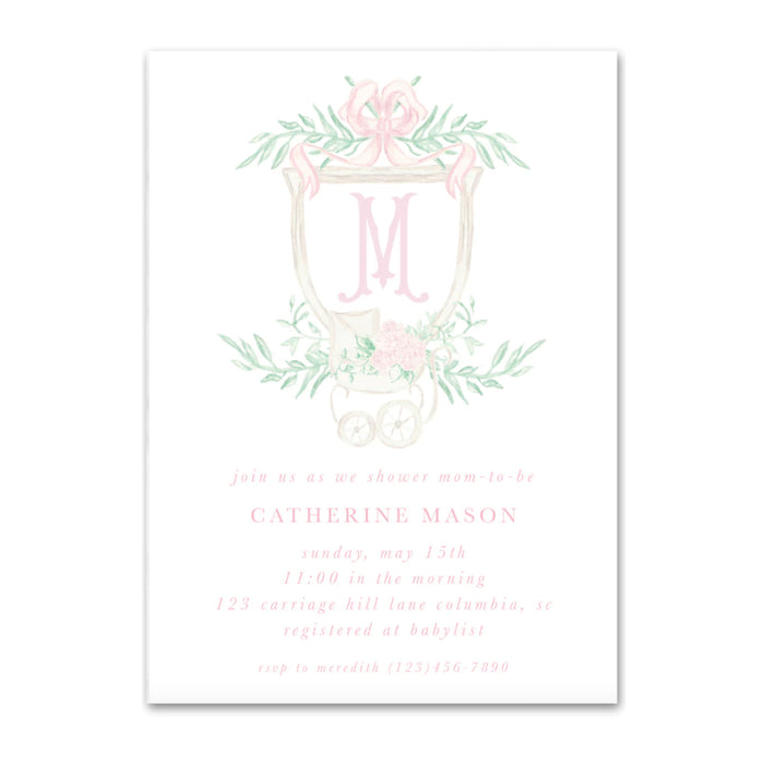 Pink Carriage Shower Invitations