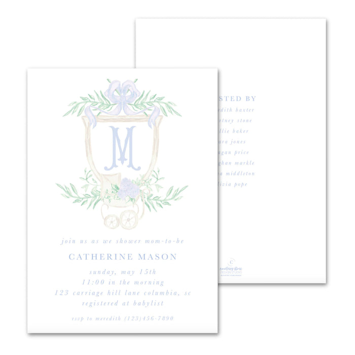Blue Carriage Shower Invitations