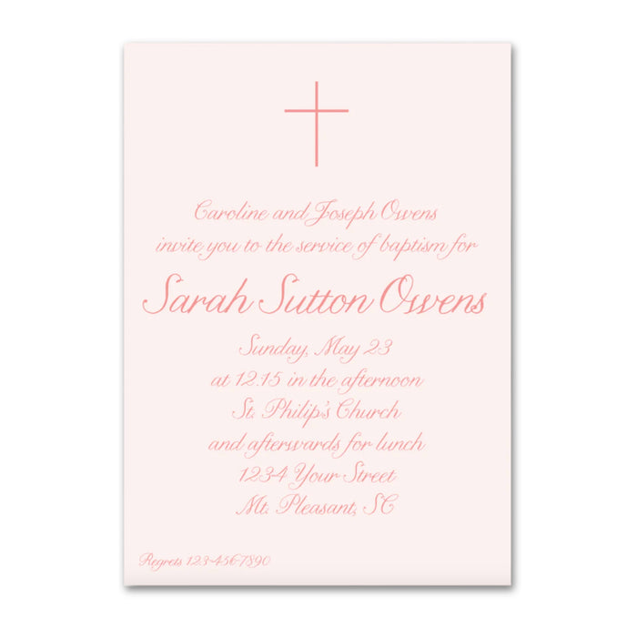Classic Pink Baptism Invitations