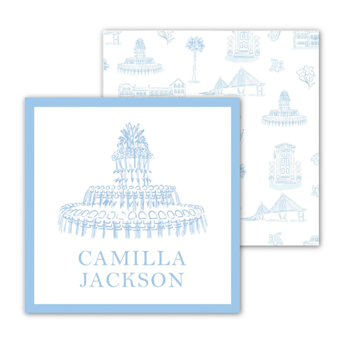Charleston Toile Blue Monochrome Calling Card