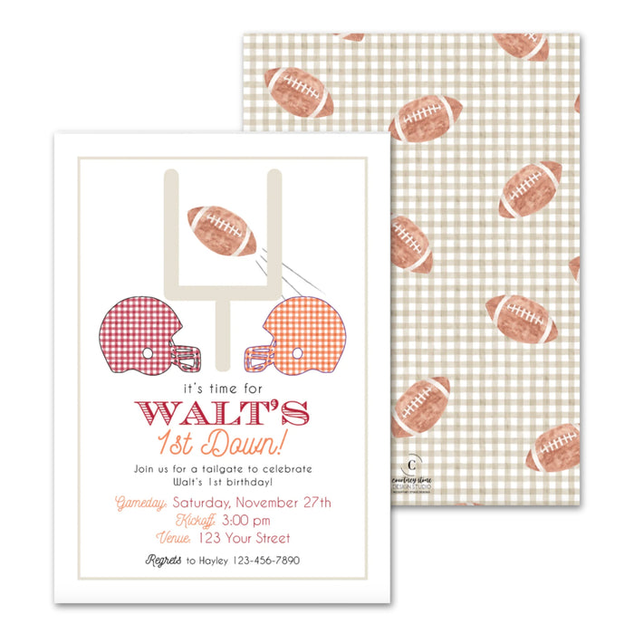 Football Birthday Invitations - Double Helmet