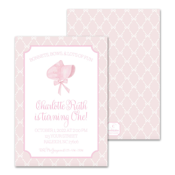 Bonnets & Bows Birthday Invitations