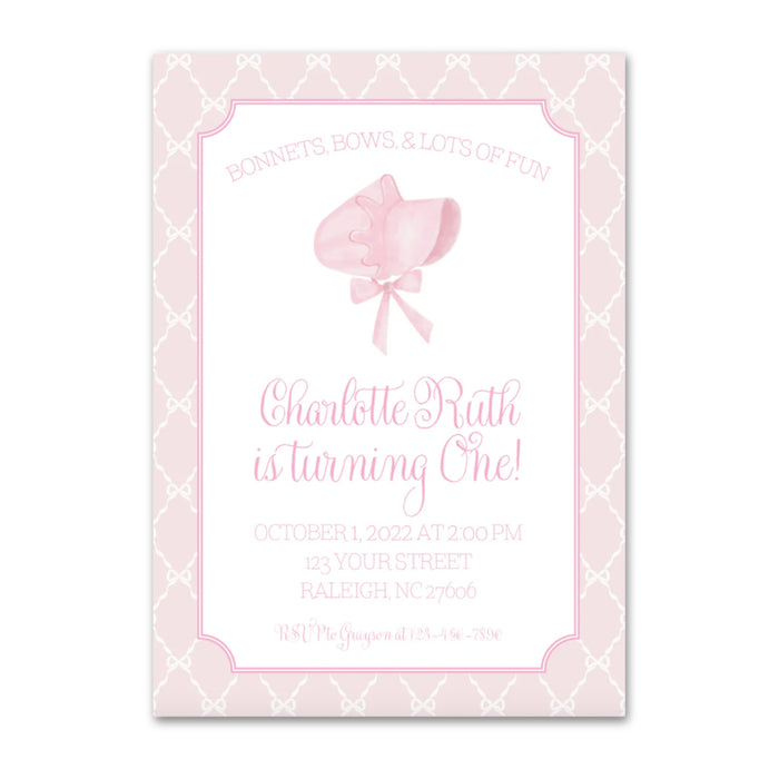 Bonnets & Bows Birthday Invitations