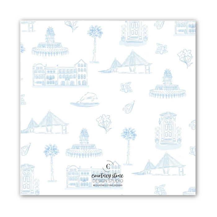 Charleston Toile Blue Monochrome Calling Card