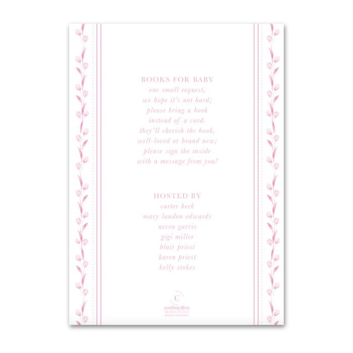 Pink Floral Border Shower Invitations