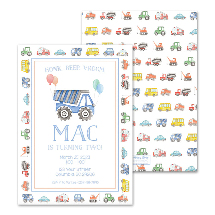 Transportation Birthday Invitations