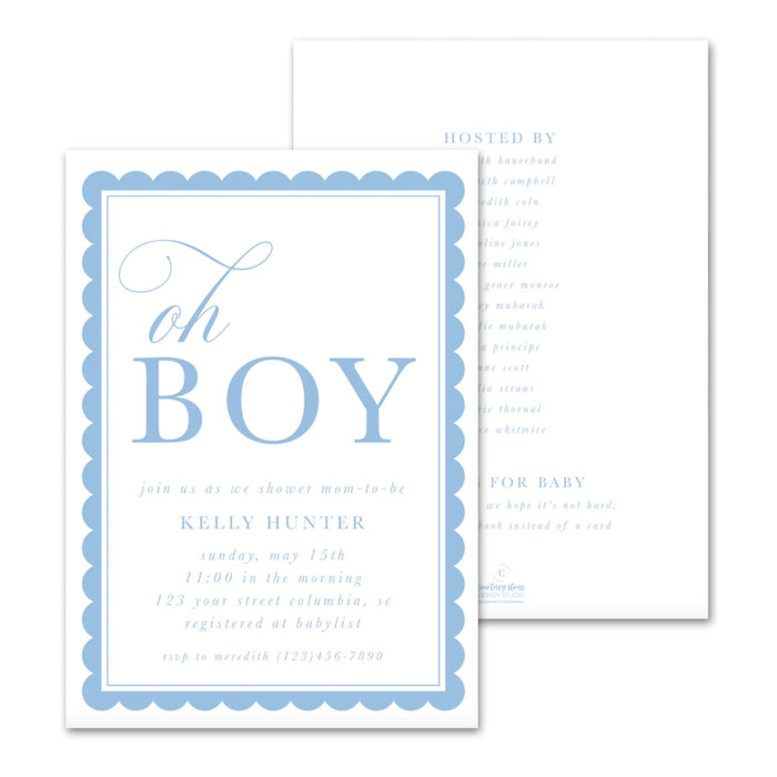Oh Boy! Scallop Border Shower Invitations