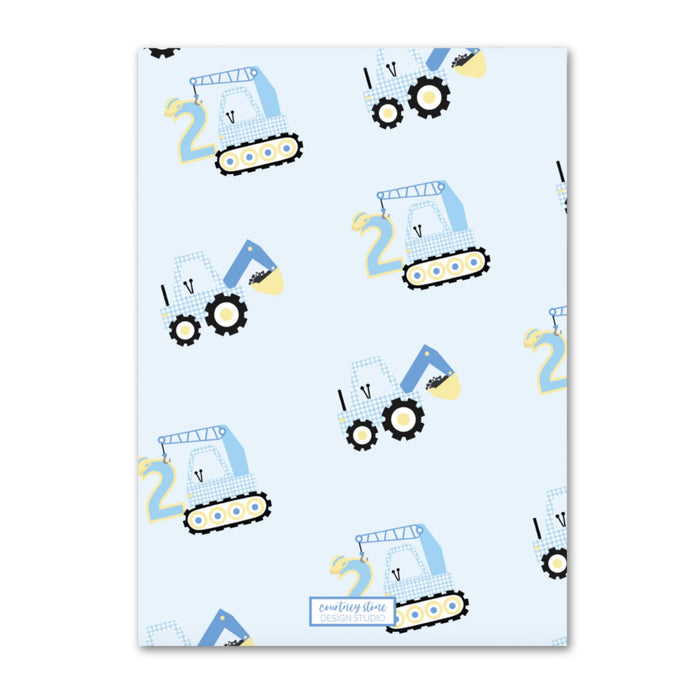 Gingham Construction Birthday Invitations