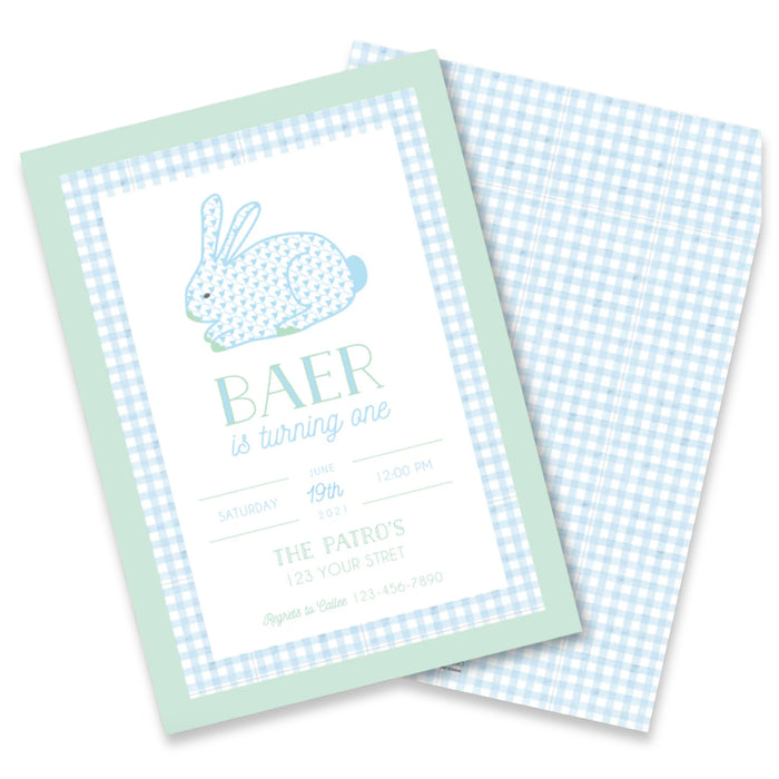 Herend Bunny Blue Birthday Invitations