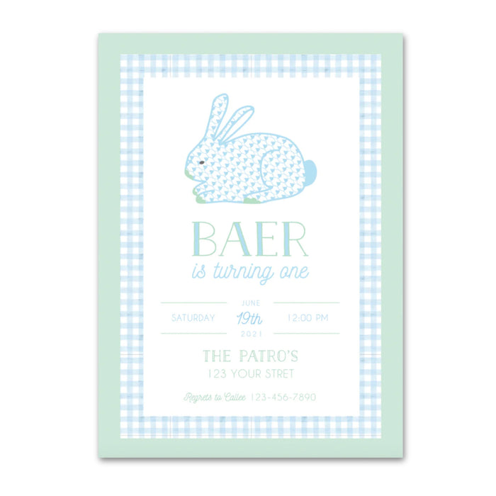 Herend Bunny Blue Birthday Invitations