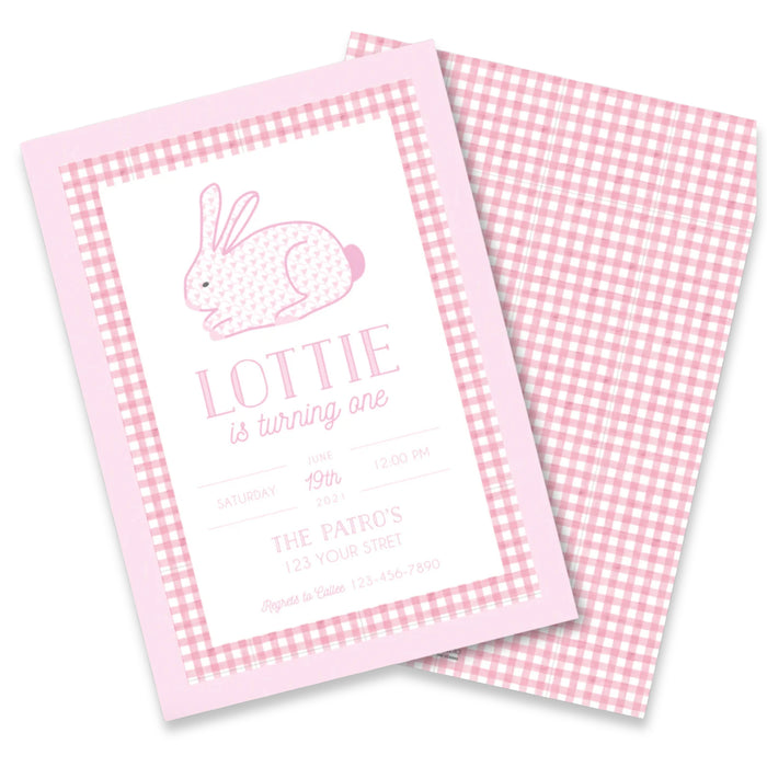 Herend Bunny Pink Birthday Invitations