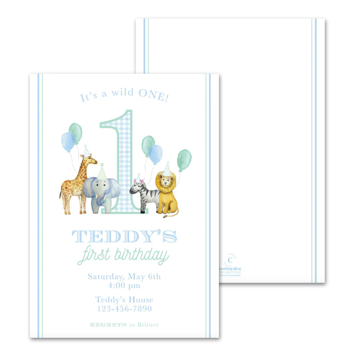 Safari Party Animals Birthday Invitations