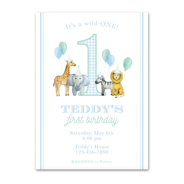 Safari Party Animals Birthday Invitations