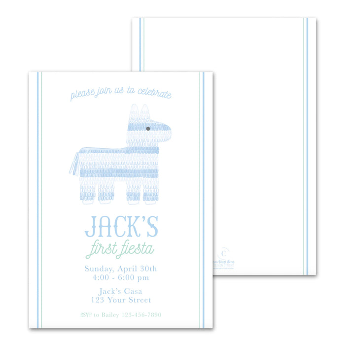 Ombre Piñata Blue Birthday Invitations