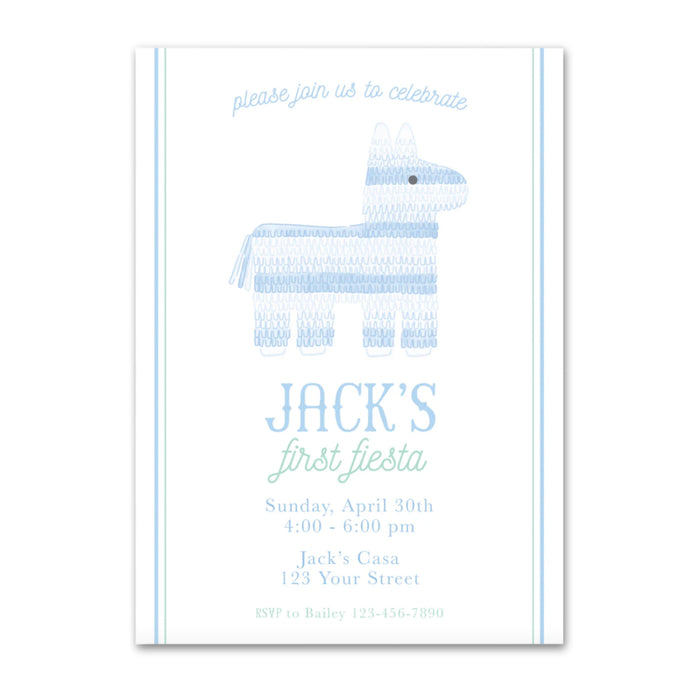Ombre Piñata Blue Birthday Invitations