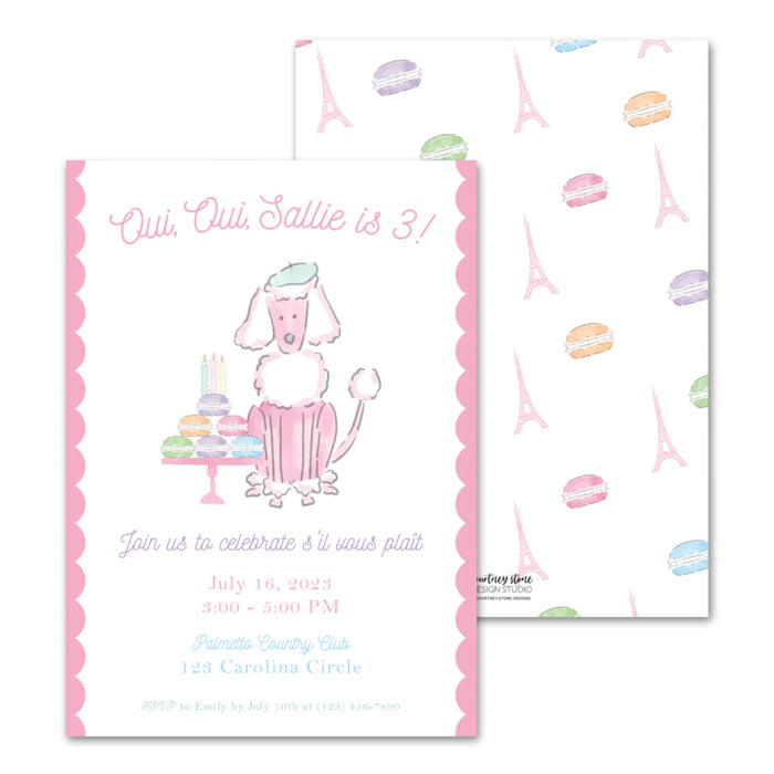 Parisian Poodle Birthday Invitations