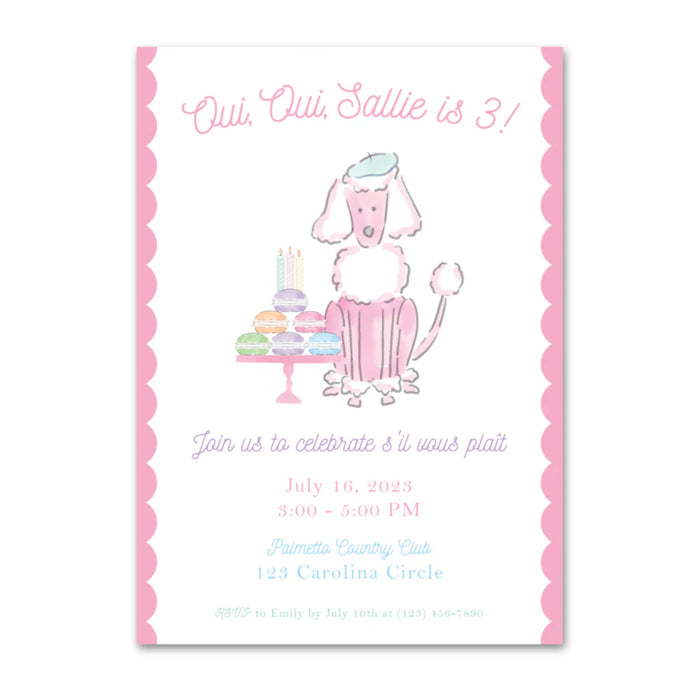 Parisian Poodle Birthday Invitations