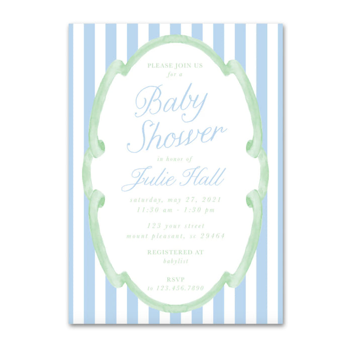 Blue & Green Ribbon Shower Invitations