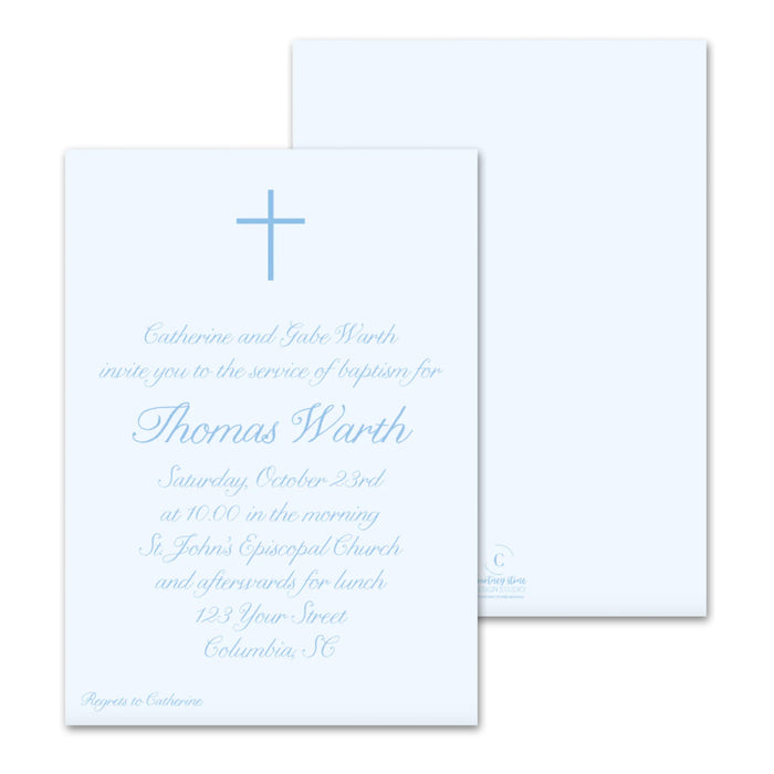 Classic Blue Baptism Invitations