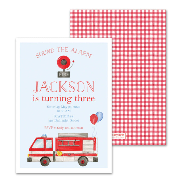 Firetruck Birthday Invitations