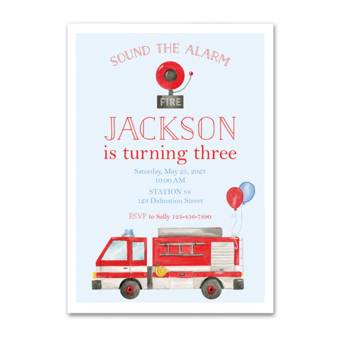 Firetruck Birthday Invitations