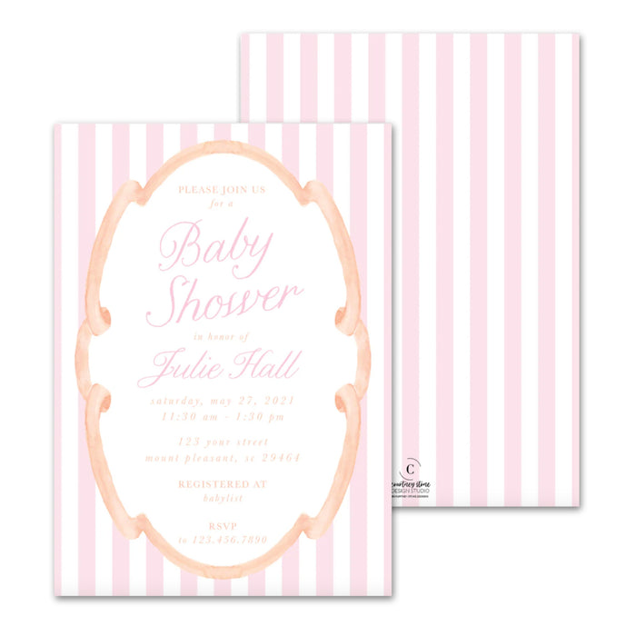 Pink & Sherbert Ribbon Shower Invitations