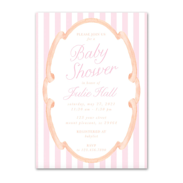Pink & Sherbert Ribbon Shower Invitations