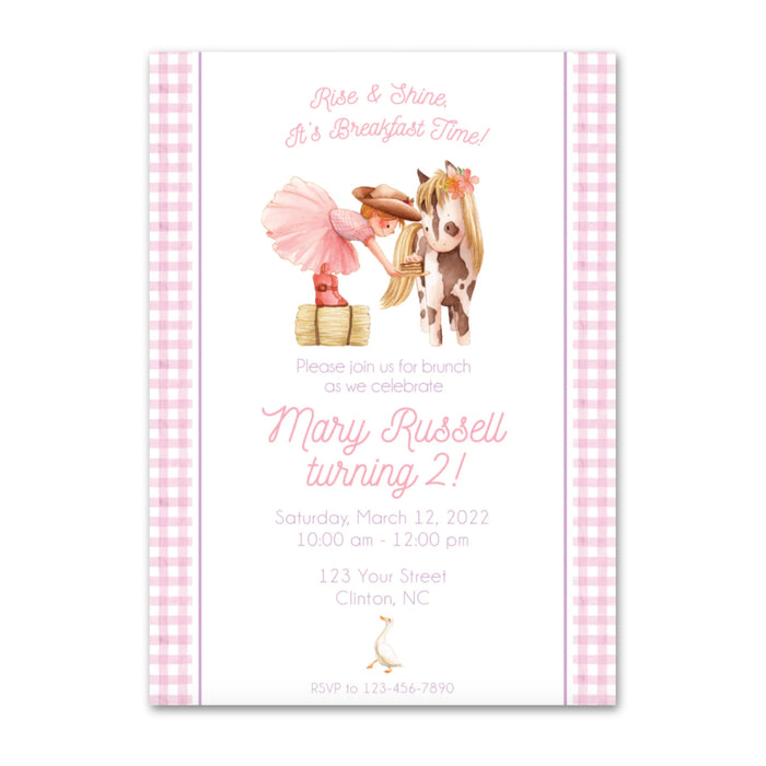 Cowgirl Petting Zoo Birthday Invitations