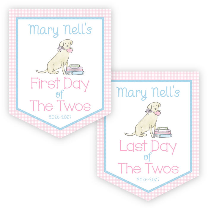 Back To School Sign - Pink Gingham Dog