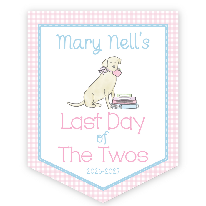 Back To School Sign - Pink Gingham Dog
