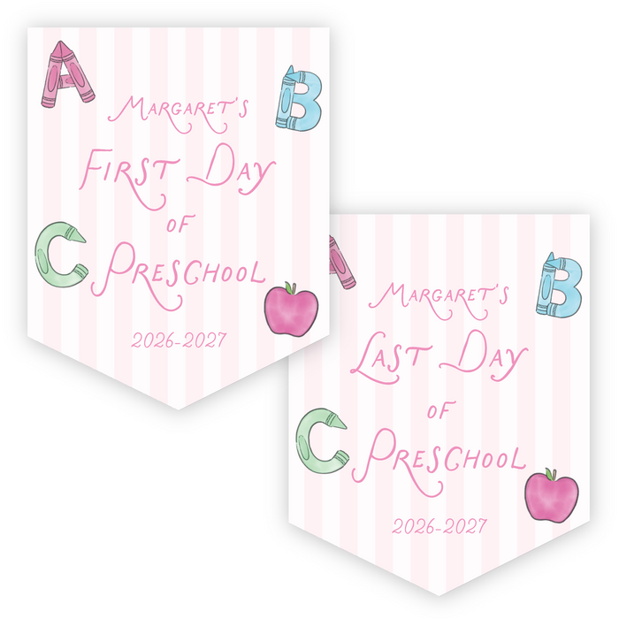 Back To School Sign - Pink ABC Crayon