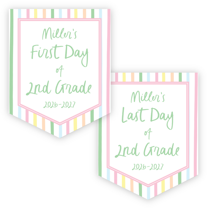 Back To School Sign - Pastel Stripe