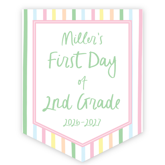 Back To School Sign - Pastel Stripe
