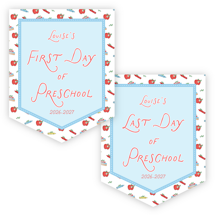 Back To School Sign - Book Worm - Blue
