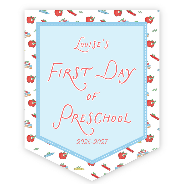 Back To School Sign - Book Worm - Blue
