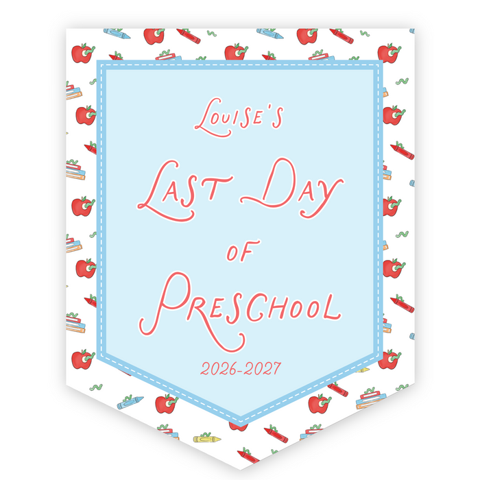 Back To School Sign - Book Worm - Blue