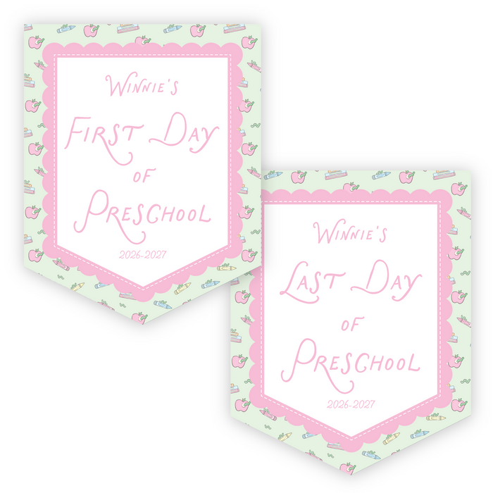 Back To School Sign - Book Worm - Pink