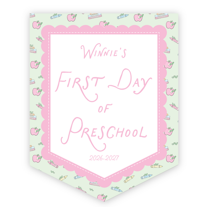 Back To School Sign - Book Worm - Pink