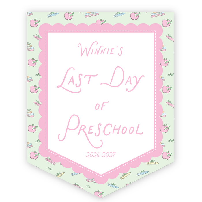 Back To School Sign - Book Worm - Pink