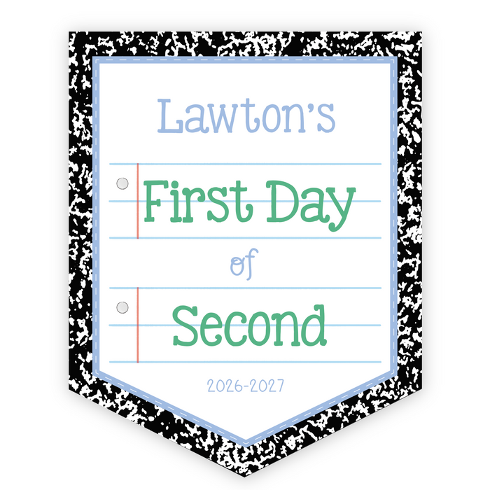 Back To School Sign - Composition Blue