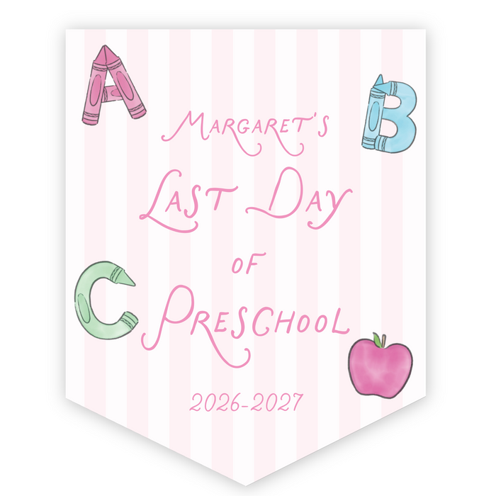 Back To School Sign - Pink ABC Crayon