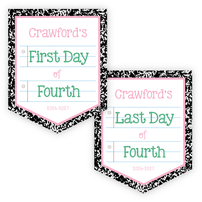 Back To School Sign - Composition Pink