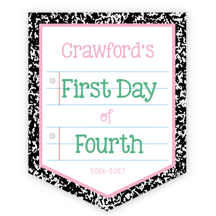 Back To School Sign - Composition Pink