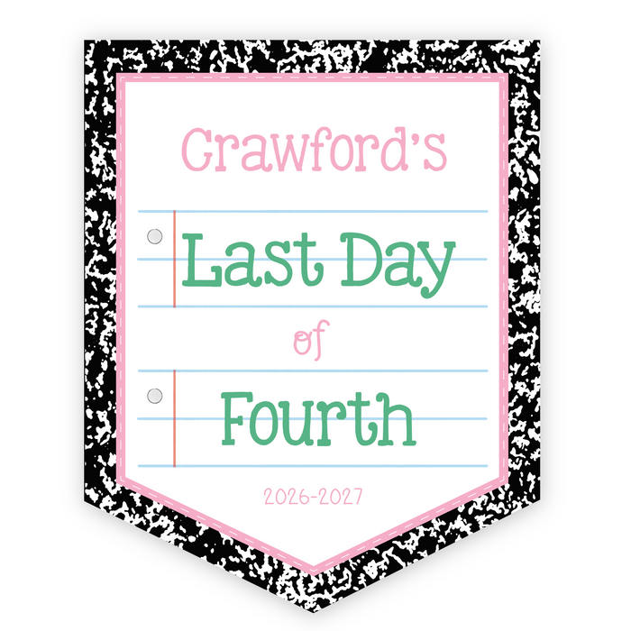 Back To School Sign - Composition Pink