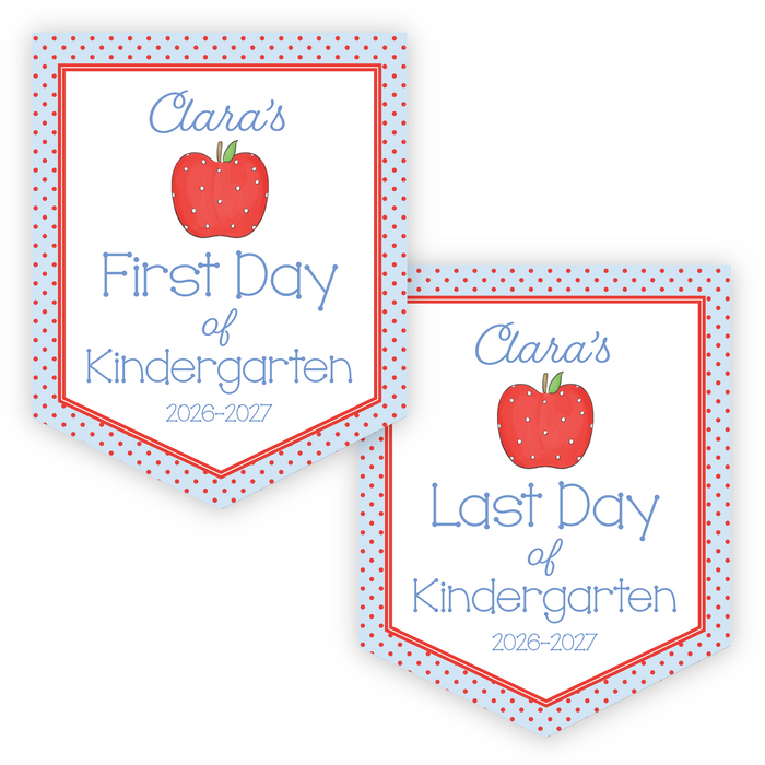 Back To School Sign - Polka Dot Apple