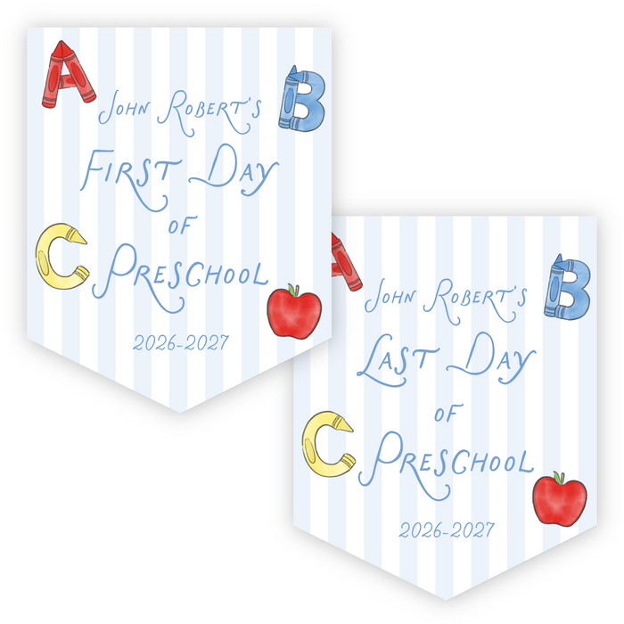 Back To School Sign - Blue ABC Crayon
