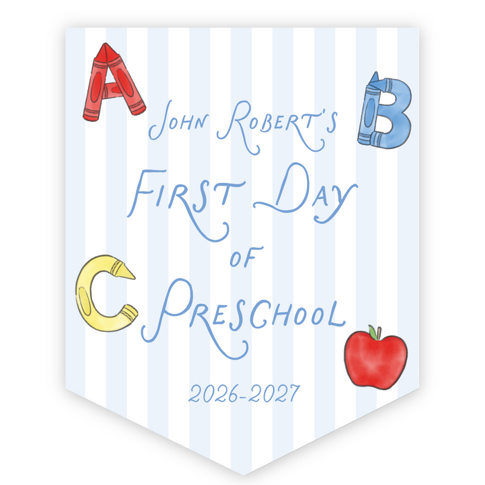 Back To School Sign - Blue ABC Crayon