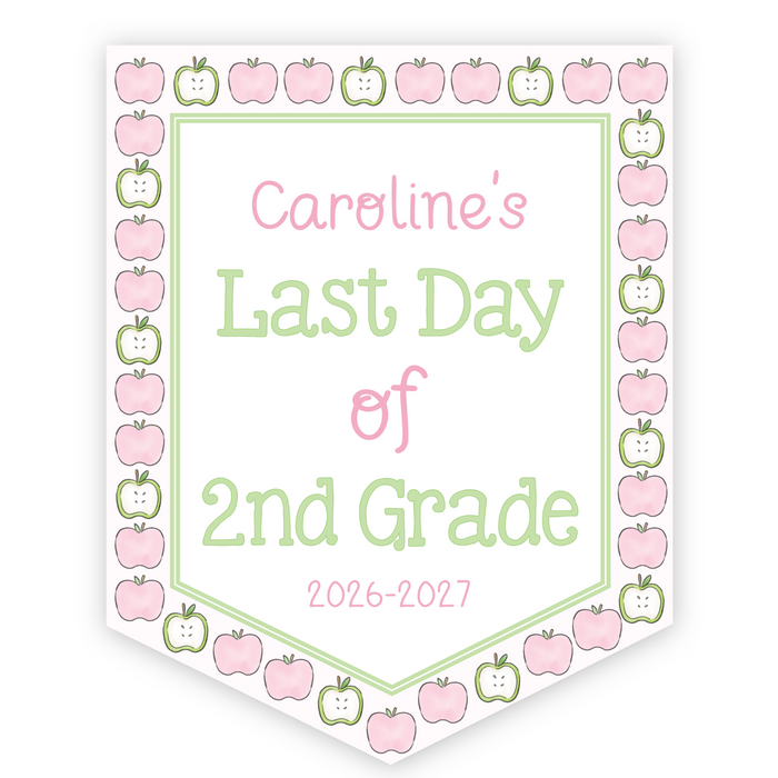 Back To School Sign - Pink Apple Border