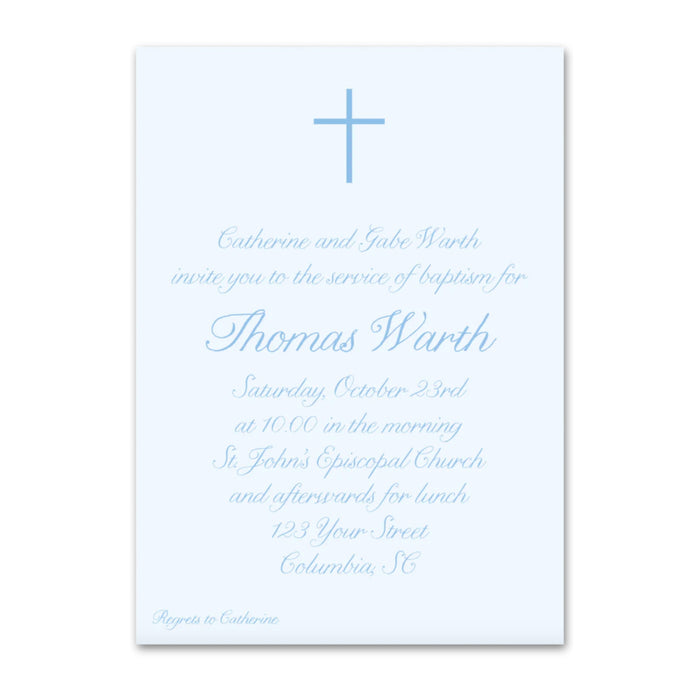 Classic Blue Baptism Invitations